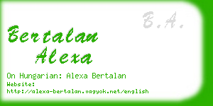 bertalan alexa business card